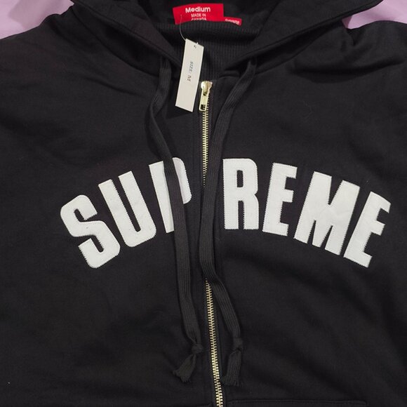 Supreme Warm Black Hooded Zip-Up Sweatshirt - Picture 4 of 6